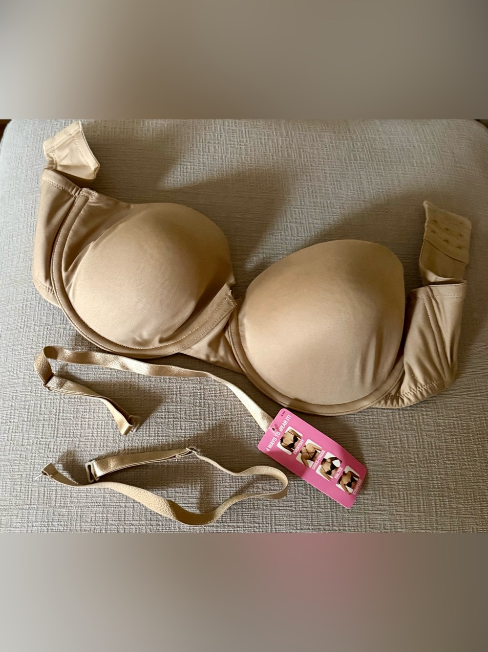 Bra “4 ways wear it” tan cream body color, 36D, self expressions. Maidenform ,